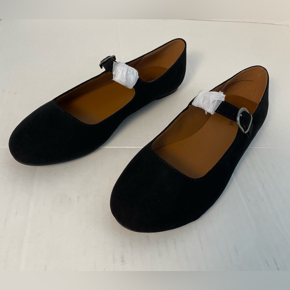 Arizona Jean Co Lloyd Ballet Black Women 9M Faux Suede MaryJane Round Toe Flats